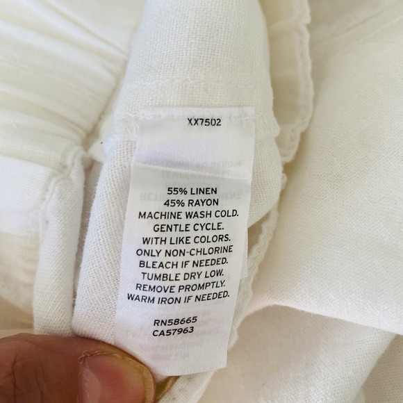 Caslon Linen Pants Sz M White Pull On Elastic Waist Coastal Boho Beach Summery - Picture 9 of 9
